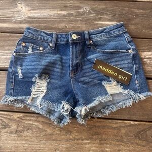 Madden Girl Blue Distressed Jean Shorts